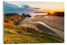 Holzbild Sonnenuntergang in Wales