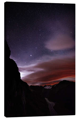 Lienzo Paisaje nocturno en Furka Pass, Suiza