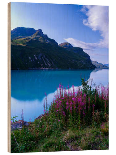 Holzbild Aussicht am Lac do Moiry, Schweiz