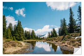 Selvklebende plakat Mountain lake over Arosa, Switzerland