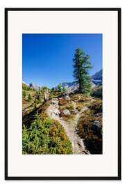 Gerahmter Kunstdruck Wanderweg oberhalb von Fafleralp, Schweiz