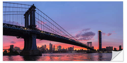 Självhäftande poster Manhattan Bridge at sunset, New York