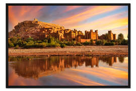 Gerahmter Kunstdruck Ait Benhaddou bei Sonnenaufgang, Marokko
