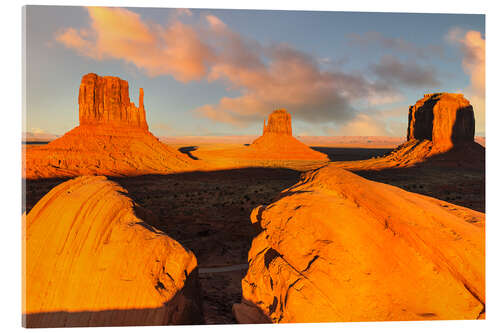 Acrylglasbild Monument Valley bei Sonnenuntergang, Arizona