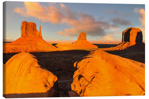 Leinwandbild Monument Valley bei Sonnenuntergang, Arizona