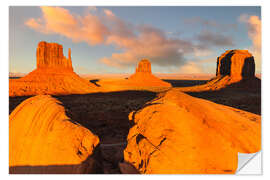 Sticker mural Monument Valley au coucher du soleil, Arizona