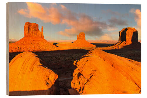 Holzbild Monument Valley bei Sonnenuntergang, Arizona