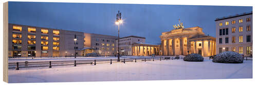 Wood print Brandenburg Gate in winter