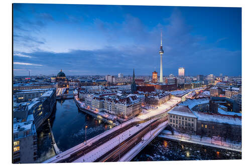 Tableau en aluminium Skyline de Berlin en hiver