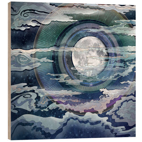 Tableau en bois Lune lueur III