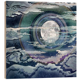 Tableau en bois Lune lueur III