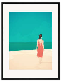 Gerahmter Kunstdruck Ein luftiger Tag am Strand