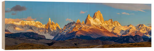 Holzbild Sonnenaufgang am Fitz Roy in Patagonien