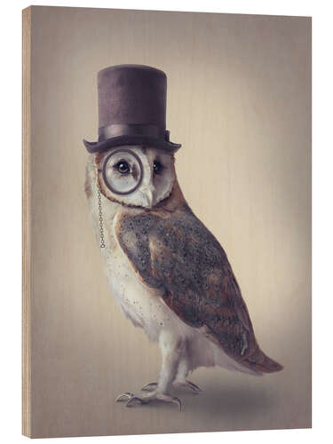 Wood print Owl with monocle