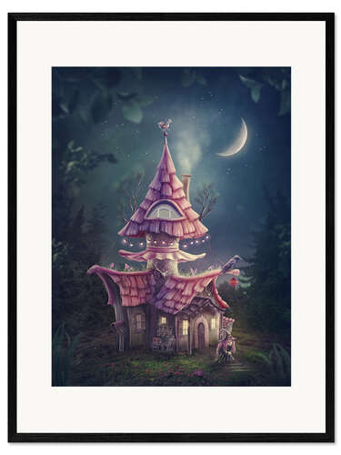 Innrammet kunsttrykk Magical mushroom house