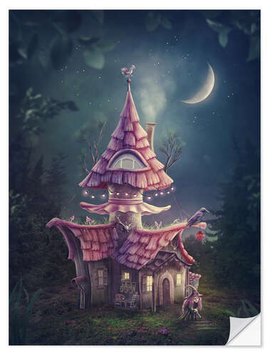 Selvklebende plakat Magical mushroom house