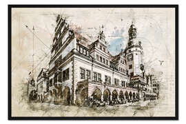 Gerahmter Kunstdruck Altes Rathaus in Leipzig