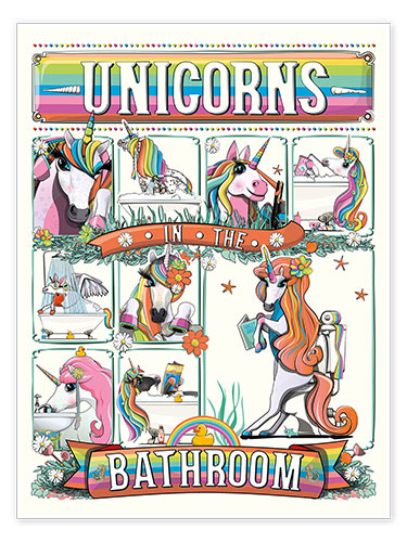 Poster Licornes dans la salle de bain