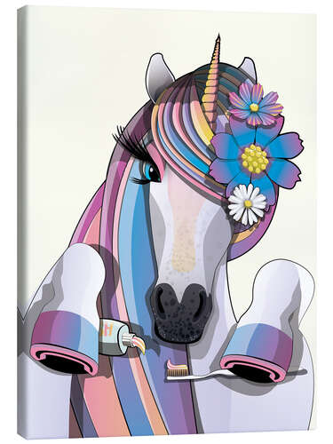 Canvas print Unicorn Brushing Teeth