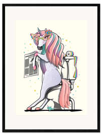 Framed art print Unicorn on the toilet