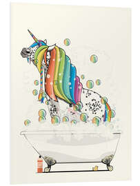 Tableau en PVC Licorne dans le bain, cheveux arc-en-ciel