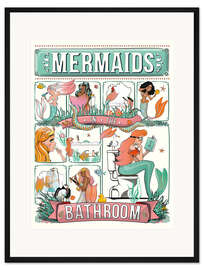 Gerahmter Kunstdruck Meerjungfrauen im Badezimmer