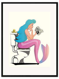 Plakat artystyczny premium w ramie Mermaid on the Toilet