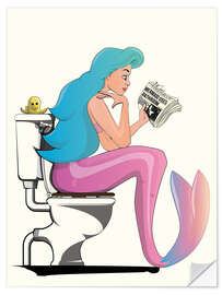 Selvklæbende plakat Mermaid on the Toilet