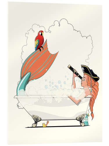 Obraz na szkle akrylowym Mermaid Pirate in the Bath