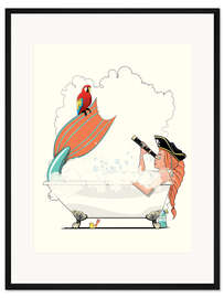 Gerahmter Kunstdruck Meerjungfrau Pirat im Bad