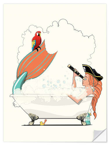 Wall sticker Mermaid Pirate in the Bath