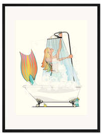 Gerahmter Kunstdruck Meerjungfrau in der Dusche