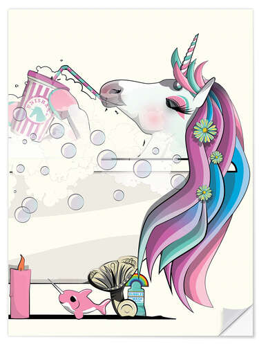 Muursticker Unicorn in the Bath