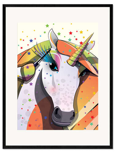 Impression artistique encadrée Licorne appliquant Maskara
