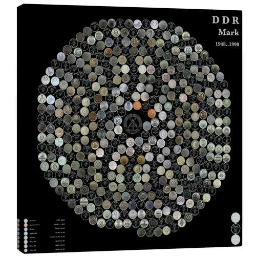 Canvas print GDR Mark Circle: Nighttime colors (German)