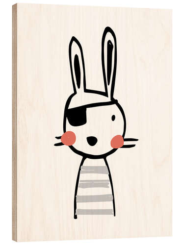 Wood print Pirate rabbit