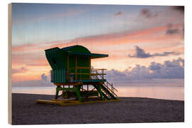 Holzbild Sonnenaufgang am Miami Beach II