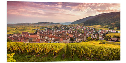 Foam board print Sunset on the vineyards, Alsace