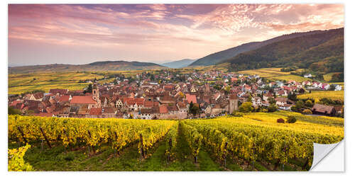 Sticker mural Coucher de soleil sur les vignes, Alsace