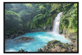 Gerahmter Kunstdruck Wasserfall bei Rio Celeste, Costa Rica