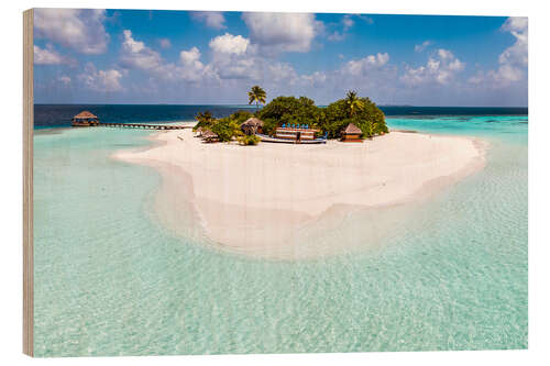 Wood print Small island, Maldives