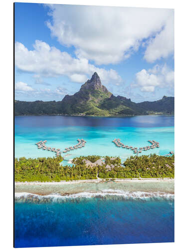 Tableau en aluminium Vol au-dessus de Bora Bora, Polynésie