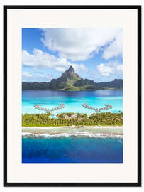 Kehystetty taidepainatus Flight over Bora Bora, Polynesia