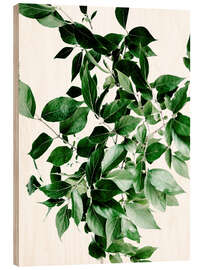 Wood print Green Leaves I