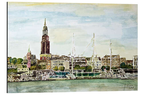 Aluminium print View of St Michaelis, Hamburg