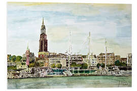 Foam board print View of St Michaelis, Hamburg