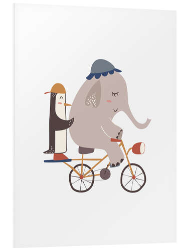 Tableau en PVC Éléphant et pingouin à vélo