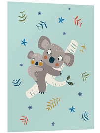 Foam board print Koala mom with baby, blue