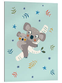 Gallery print Koala mom with baby, blue