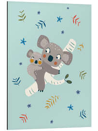 Magnettafel Koala-Mama mit Baby, blau